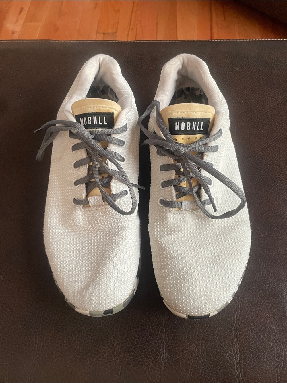 NOBULL Outwork White Training Shoes with Gray Laces, Mens 11, women’s 12.5